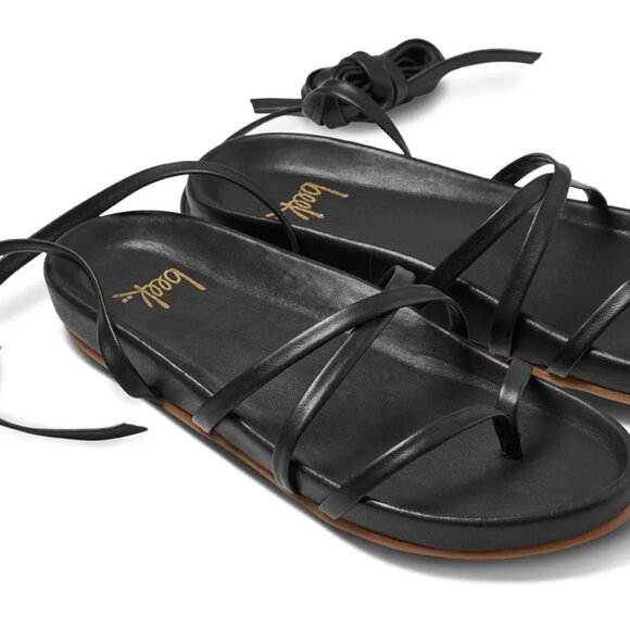 NEW BEEK Leather Canary Ankle Tie Sandals in BLACK for women 864mn - Picture 9 of 9